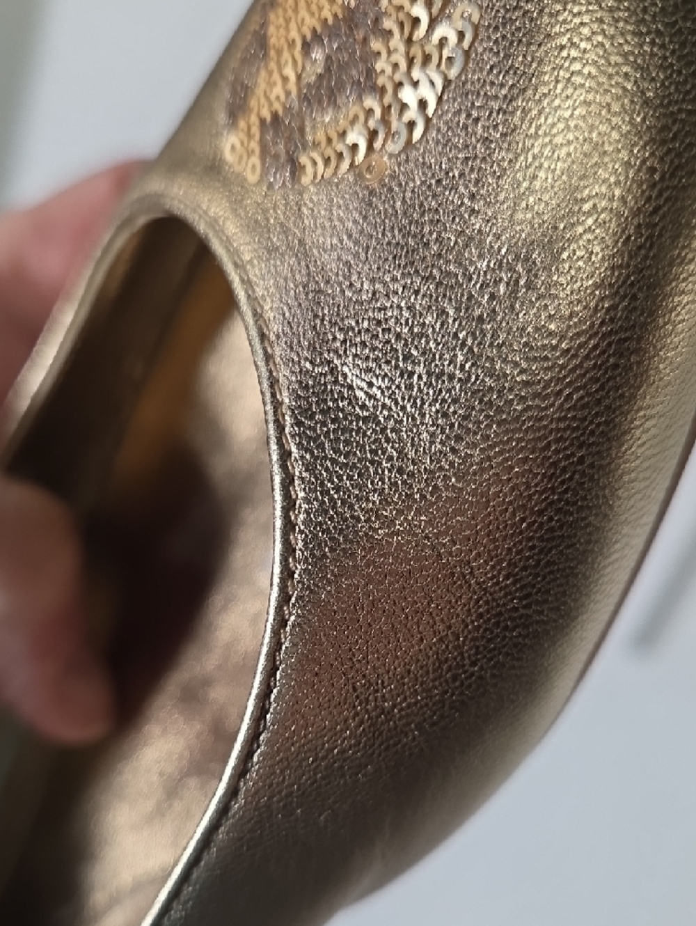 Alexander McQueen Gold Leather Metallic Sequin-Toe Ballet Flats Size 37.5 - Picture 12 of 13